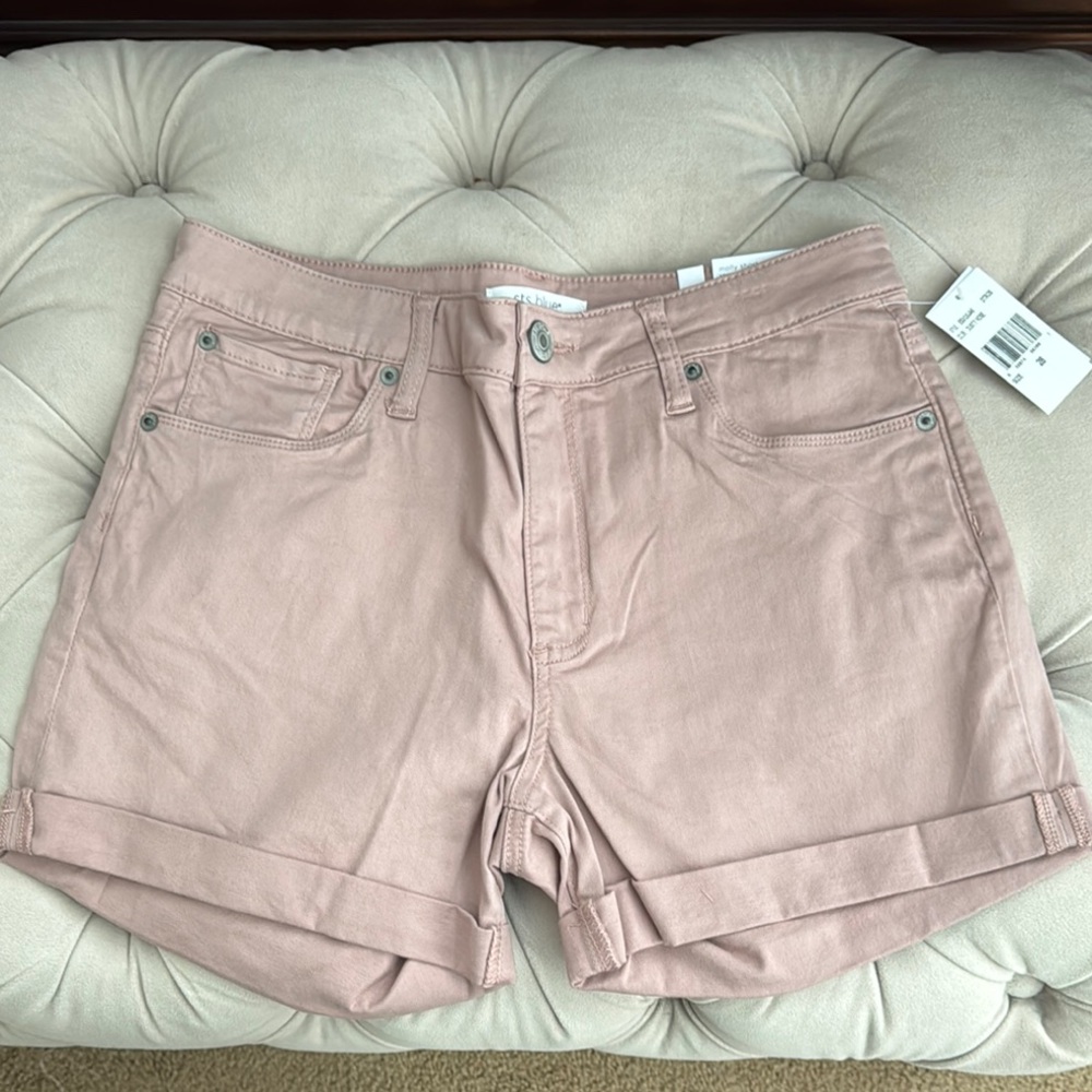 STS Blue Pink Jean Shorts Cuffed Hem Cotton Blend